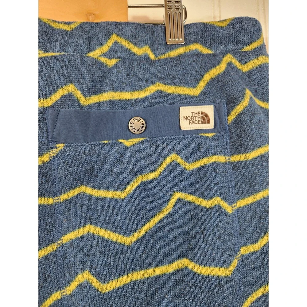 The North Face Mens XXL Blue Yellow Zig Zag Mountain Fleece Jogger Pants Regular